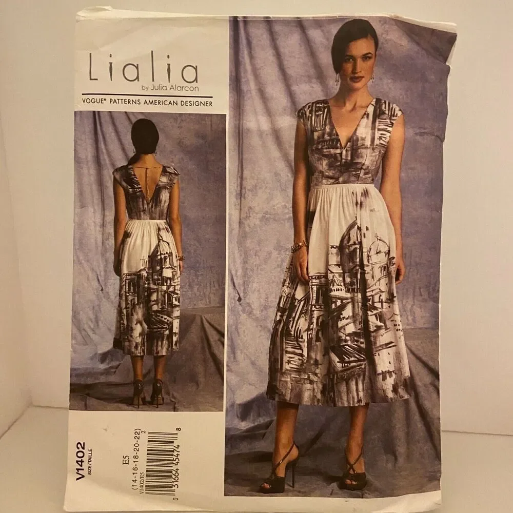 #V1402 Vogue Lialia Misses Dress Sewing Pattern Size 14-22.
